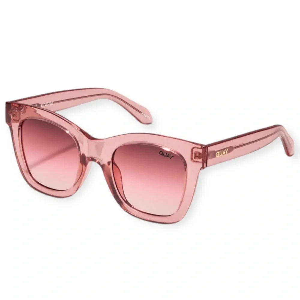QUAY After Hours Sunglasses Pink Frame Ruby Pink Gradient Lens Square NWT